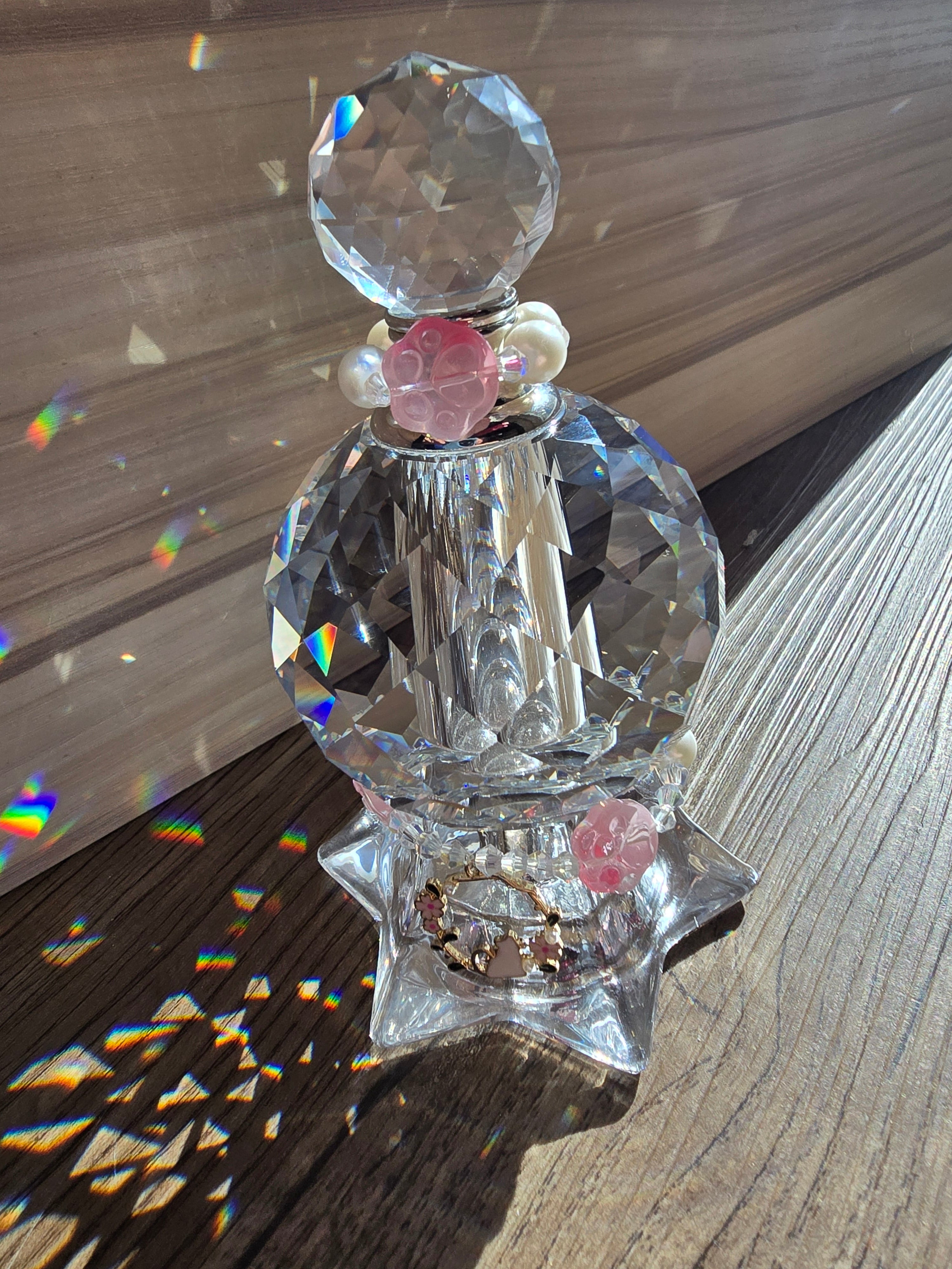 Crystal Suncatcher Urn (Pink and pearl tall base)