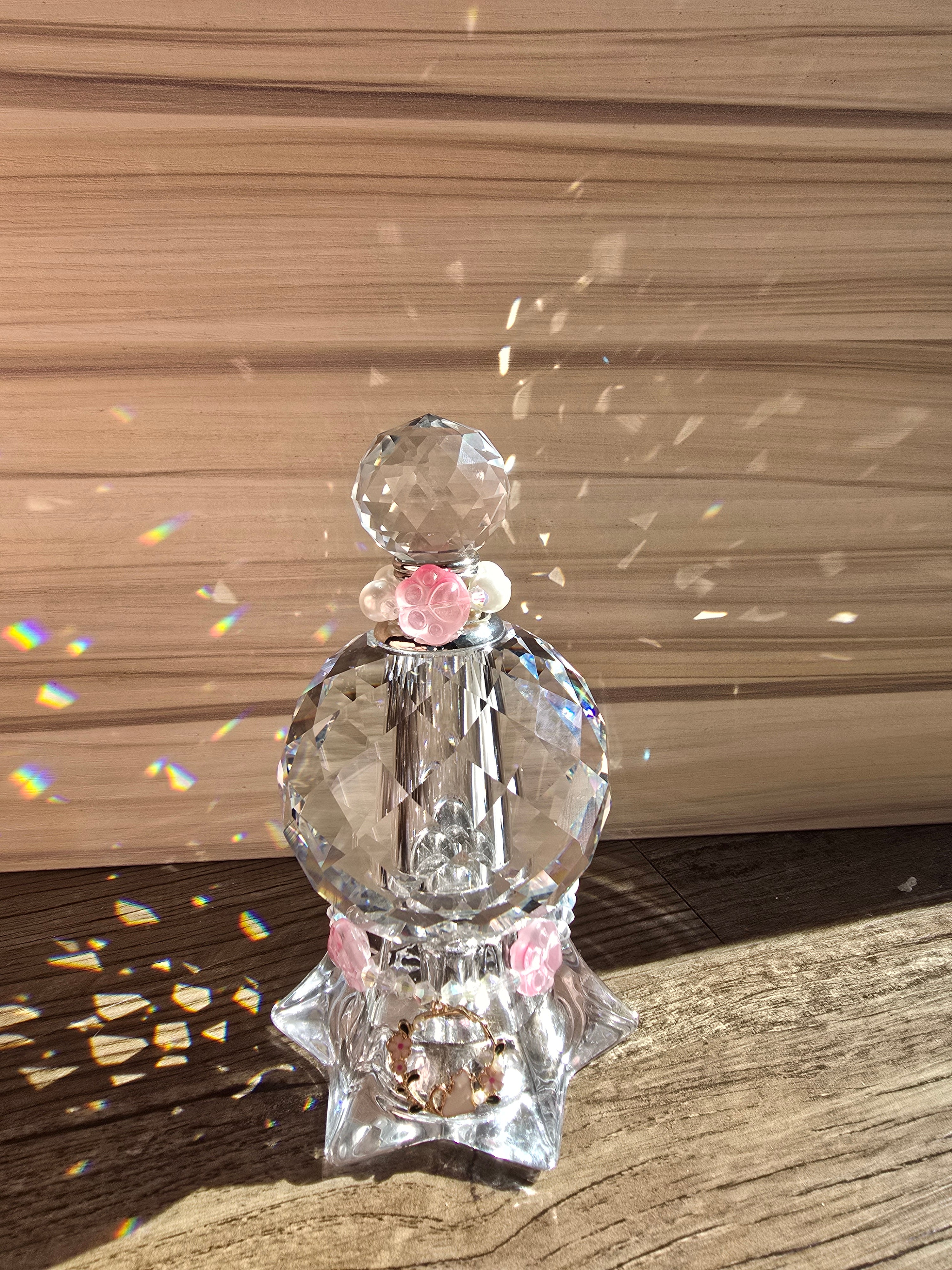 Crystal Suncatcher Urn (Pink and pearl tall base)