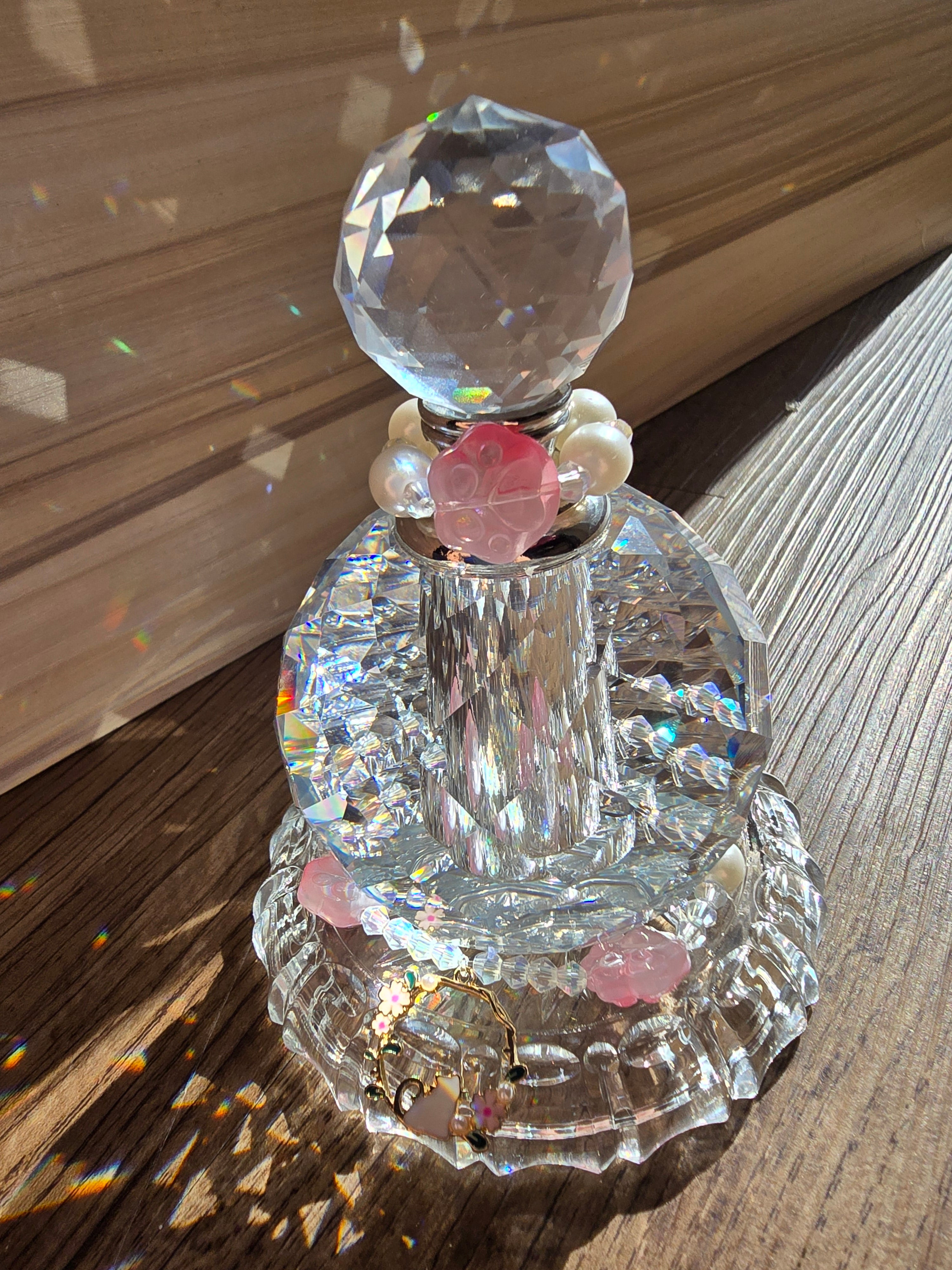Crystal Suncatcher Urn ( pink pearl low base)